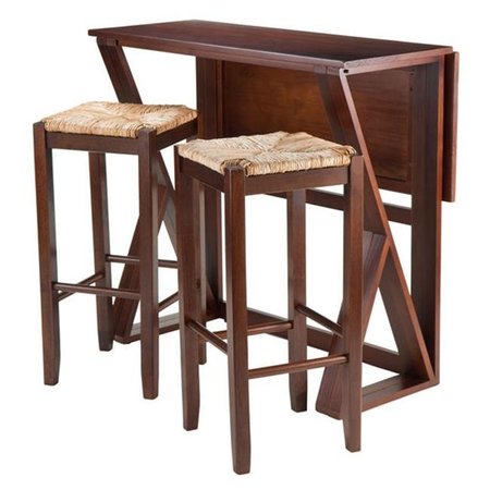 DOBA-BNT 36.22 x 39.37 x 31.5 in. Harrington Drop Leaf High Table with 2-29 in. Rush Seat Stools - 3 Piece SA599319